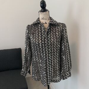 Vintage Lee Jordan 1970s Sequin Open Blazer Size 6-8